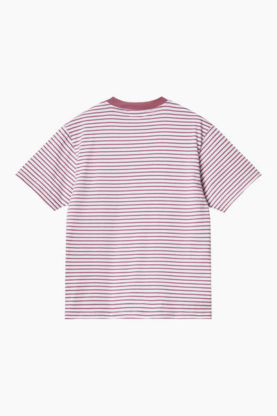 W' S/S Coleen T-Shirt - Coleen Stripe, White/Magenta - Carhartt WIP