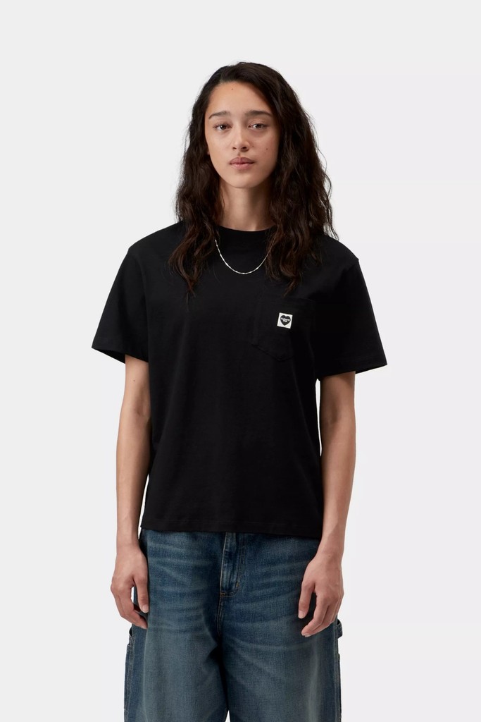 W' S/S Pocket Small Heart T-Shirt - Black - Carhartt WIP