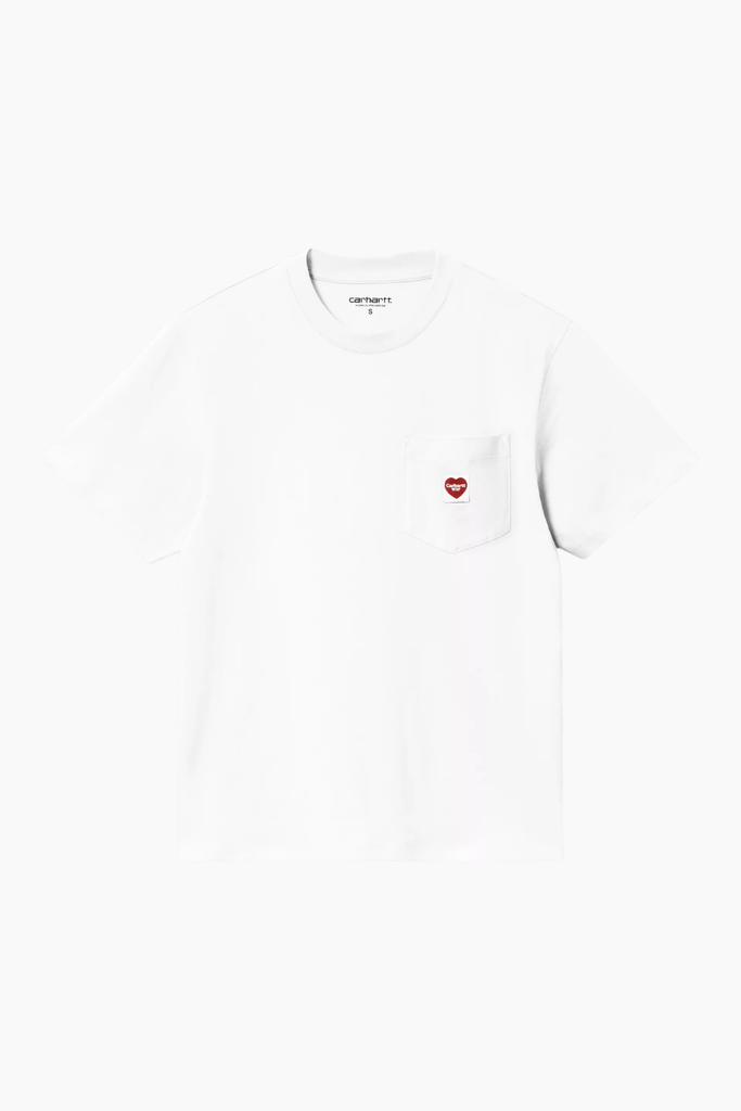 W' S/S Pocket Small Heart T-Shirt - White - Carhartt WIP
