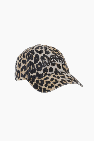 Washed Cotton Canvas Cap A6898 - Leopard - GANNI