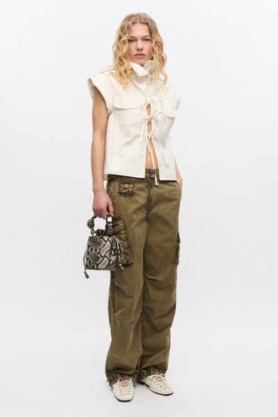 Washed Cotton Twill Pants W0754 - Kalamata - GANNI