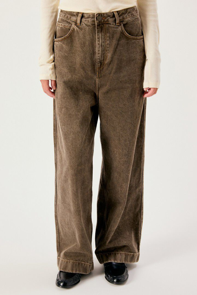 Women’s Loose-fit Jeans Oshow - Stone Brown - American Vintage