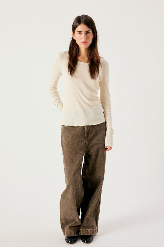Women’s Loose-fit Jeans Oshow - Stone Brown - American Vintage