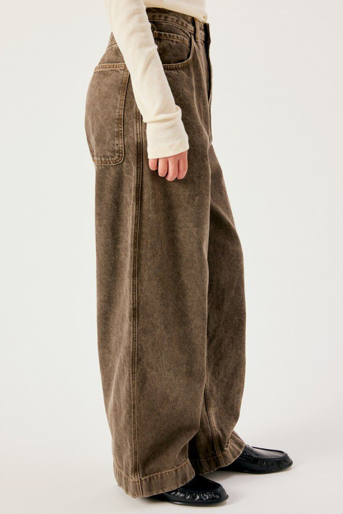 Women’s Loose-fit Jeans Oshow - Stone Brown - American Vintage
