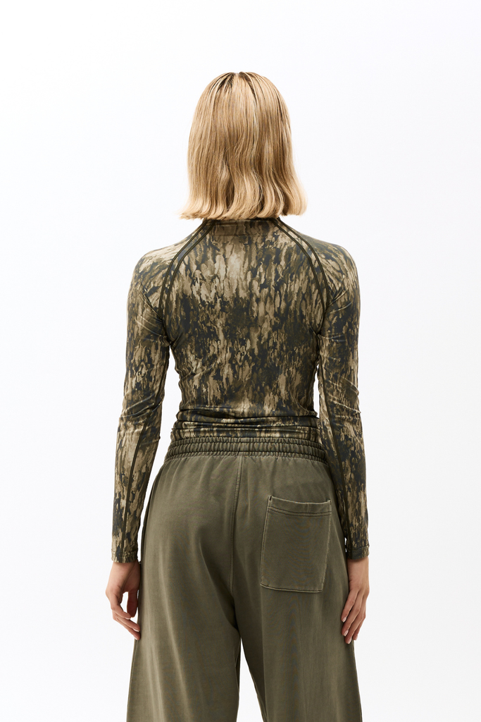 Mock Neck Stretch Longsleeve - Forest Camo - bareen