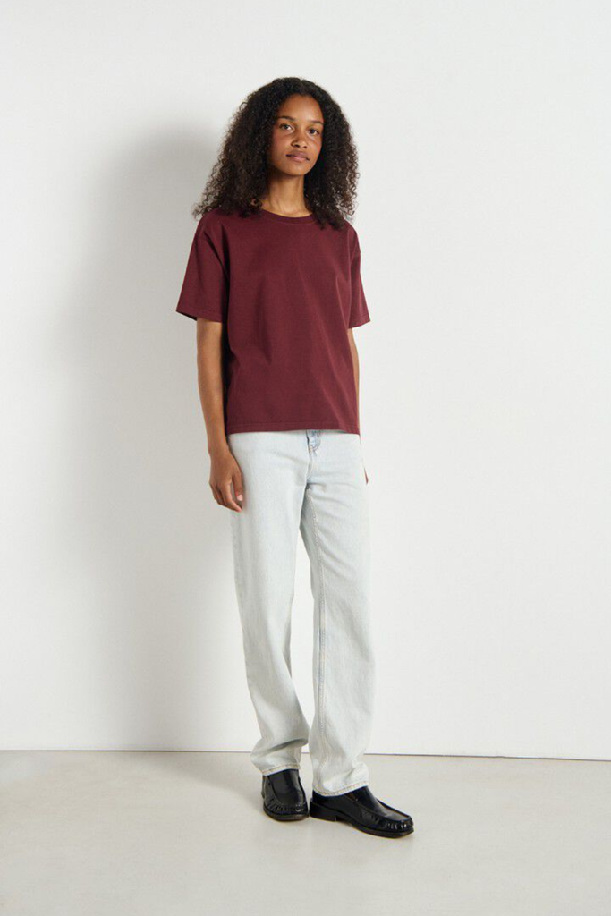 Women's T-shirt Fizvalley - Vintage Burgundy - American Vintage