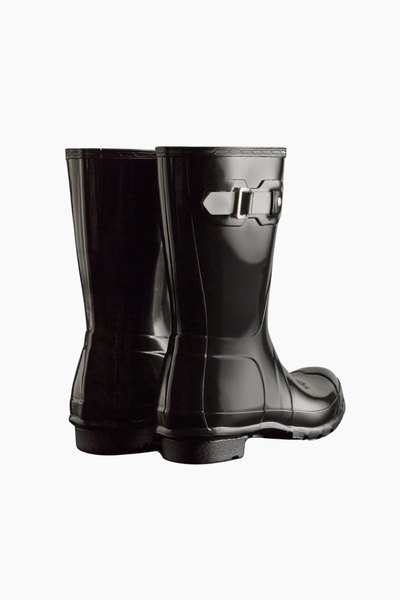 Womens Original Short Gloss Boot - Black - Hunter