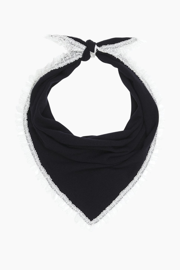 Wool Lace Triangular Scarf - Sky Captain - GANNI