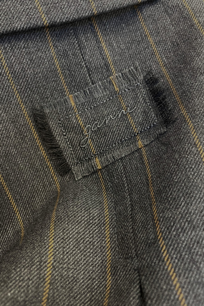 Wool Stripe Blazer A1020040 - Pewter Melange - GANNI