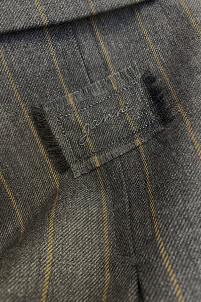 Wool Stripe Blazer A1020040 - Pewter Melange - GANNI