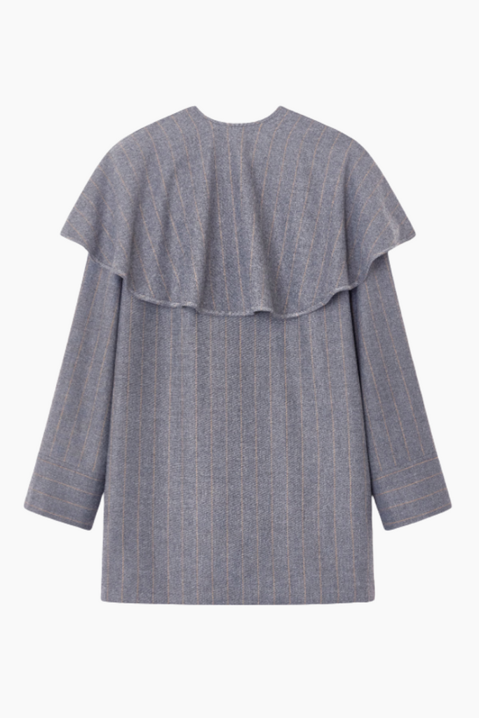 Wool Stripe Circle Collar Mini Dress W0994 - Pewter - GANNI