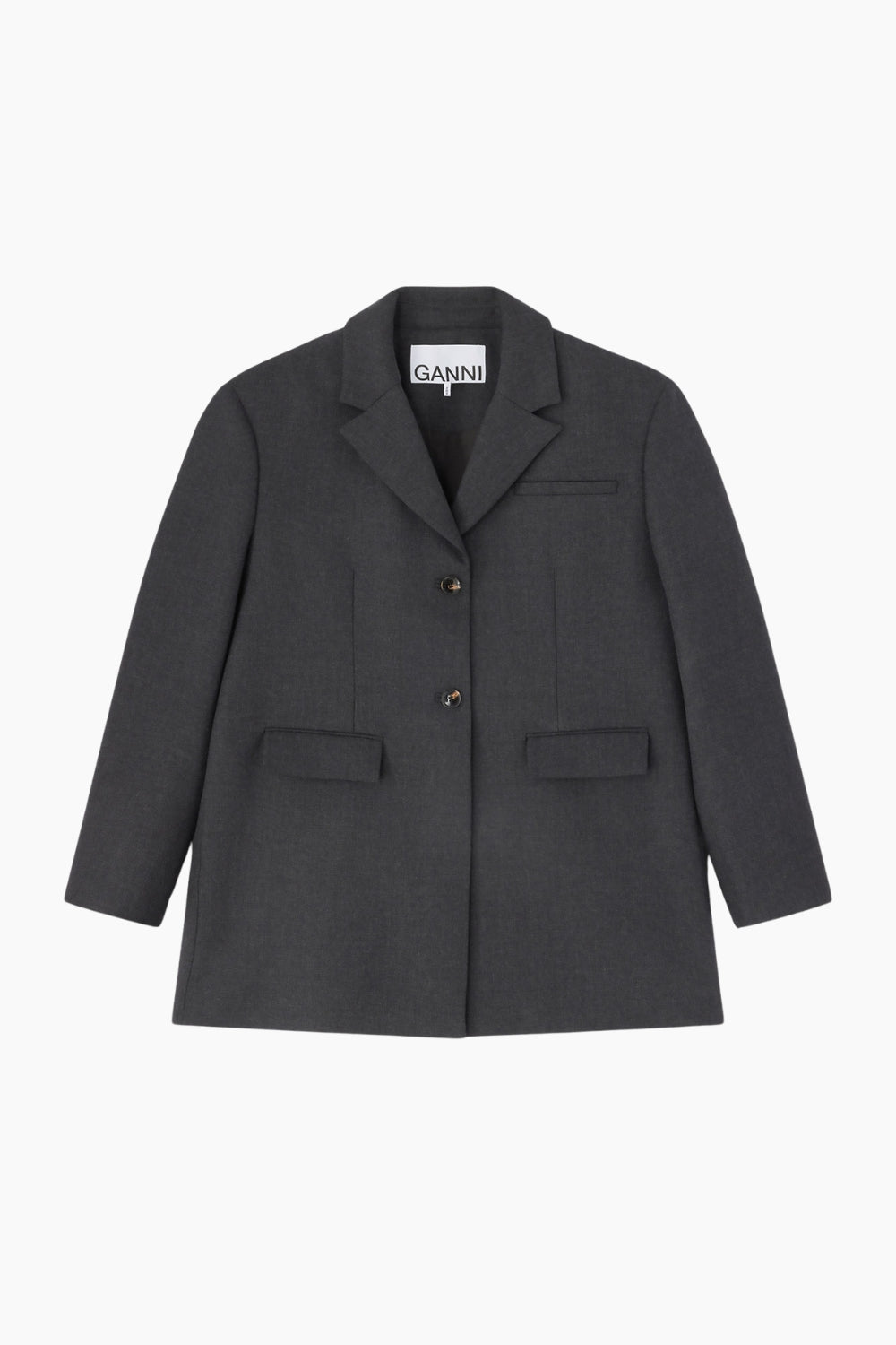 Wool Suiting Blazer A1020022 - Phantom - GANNI