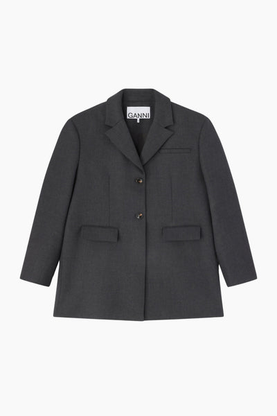 Wool Suiting Blazer A1020022 - Phantom - GANNI
