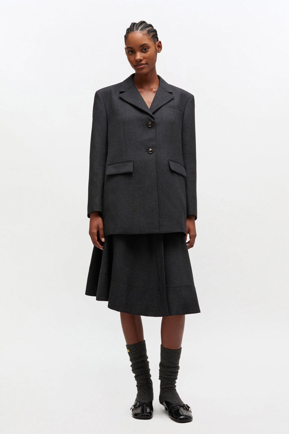 Wool Suiting Blazer A1020022 - Phantom - GANNI