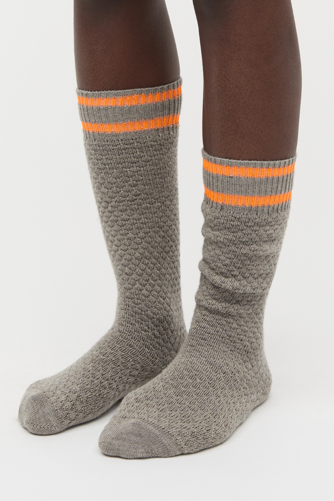 Woolen Bubble Socks - Silver Birch Melange - Mads Nørgaard