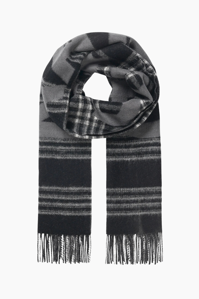 Woven Wool Logo Scarf - Black/Vanilla Ice - Mads Nørgaard