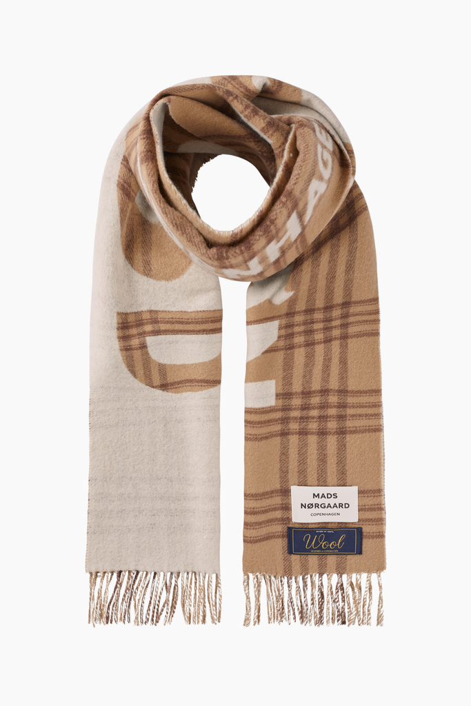 Woven Wool Logo Scarf - Cornstalk/Cocoa Brown - Mads Nørgaard