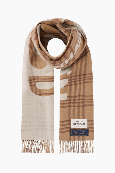 Woven Wool Logo Scarf - Cornstalk/Cocoa Brown - Mads Nørgaard