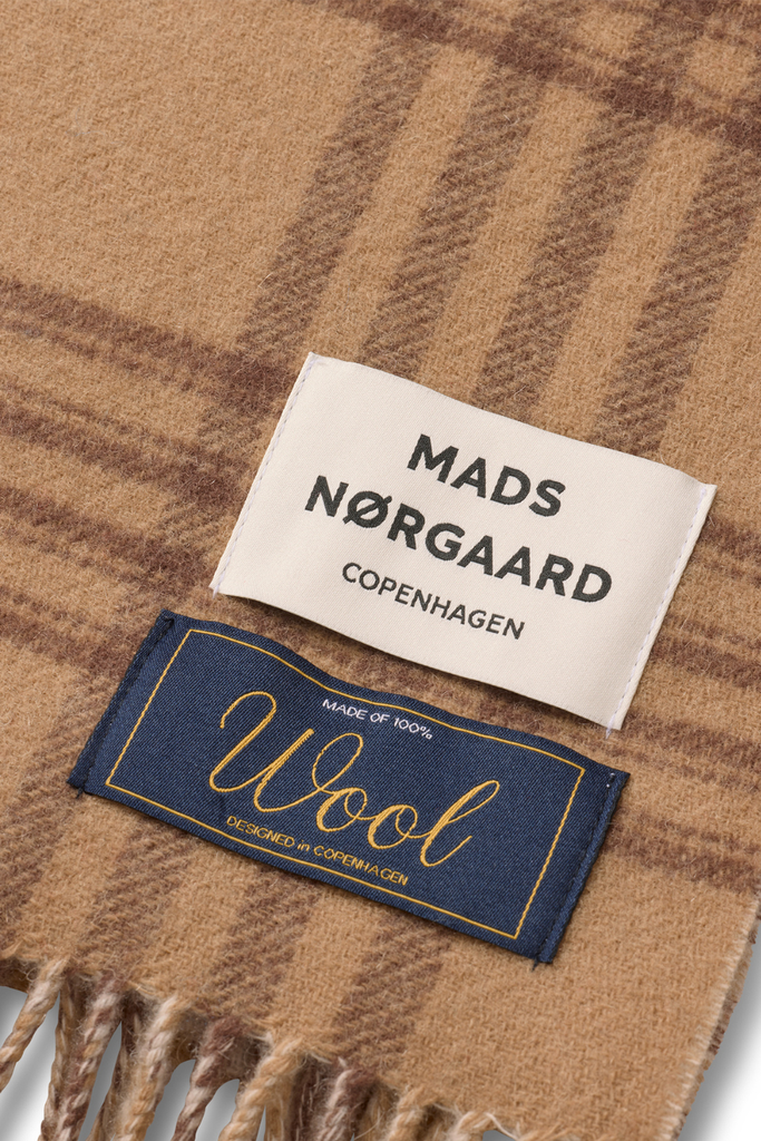 Woven Wool Logo Scarf - Cornstalk/Cocoa Brown - Mads Nørgaard