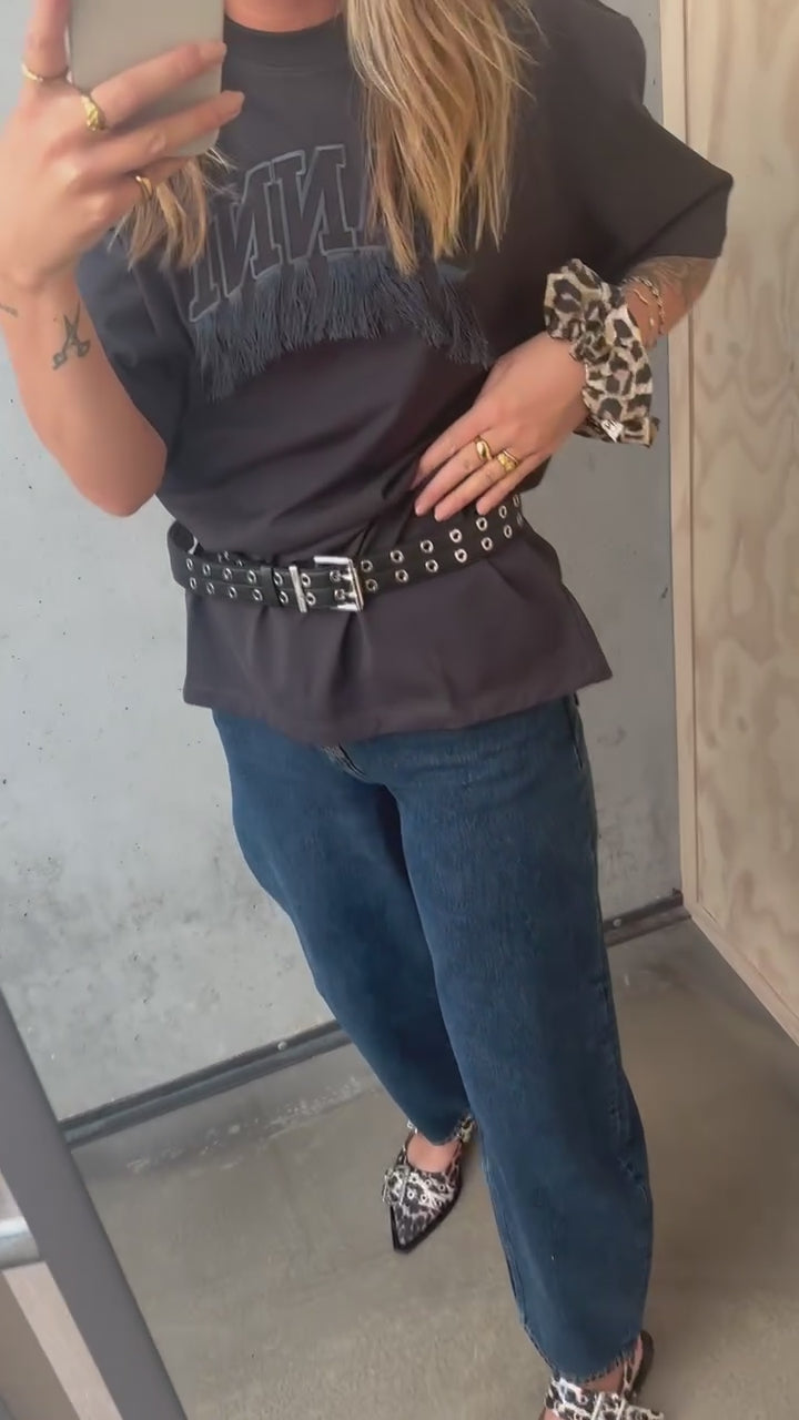 Double Eyelet Belt A6586 - Black - GANNI - QNTS!