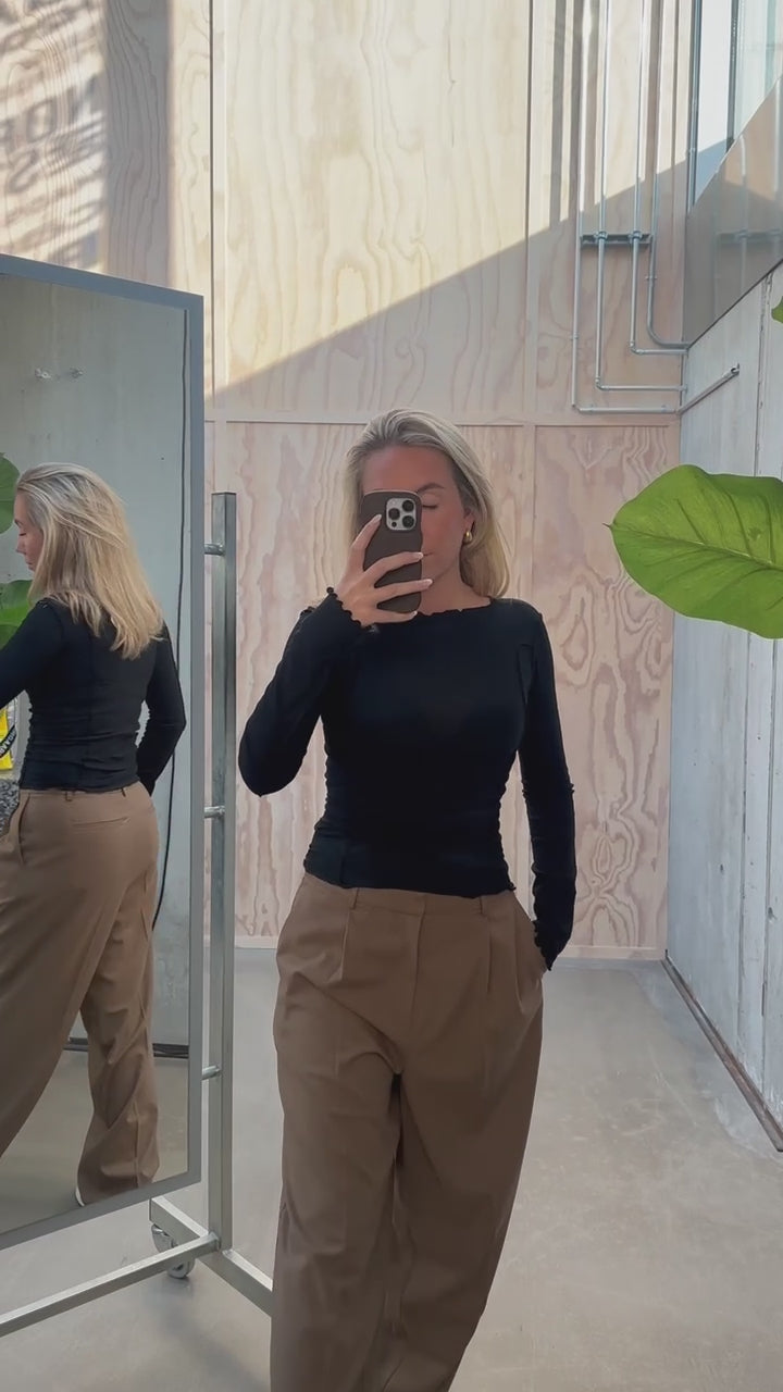 Omato Long Sleeve Tee Organic Cotton Rib - Black - Baserange-5