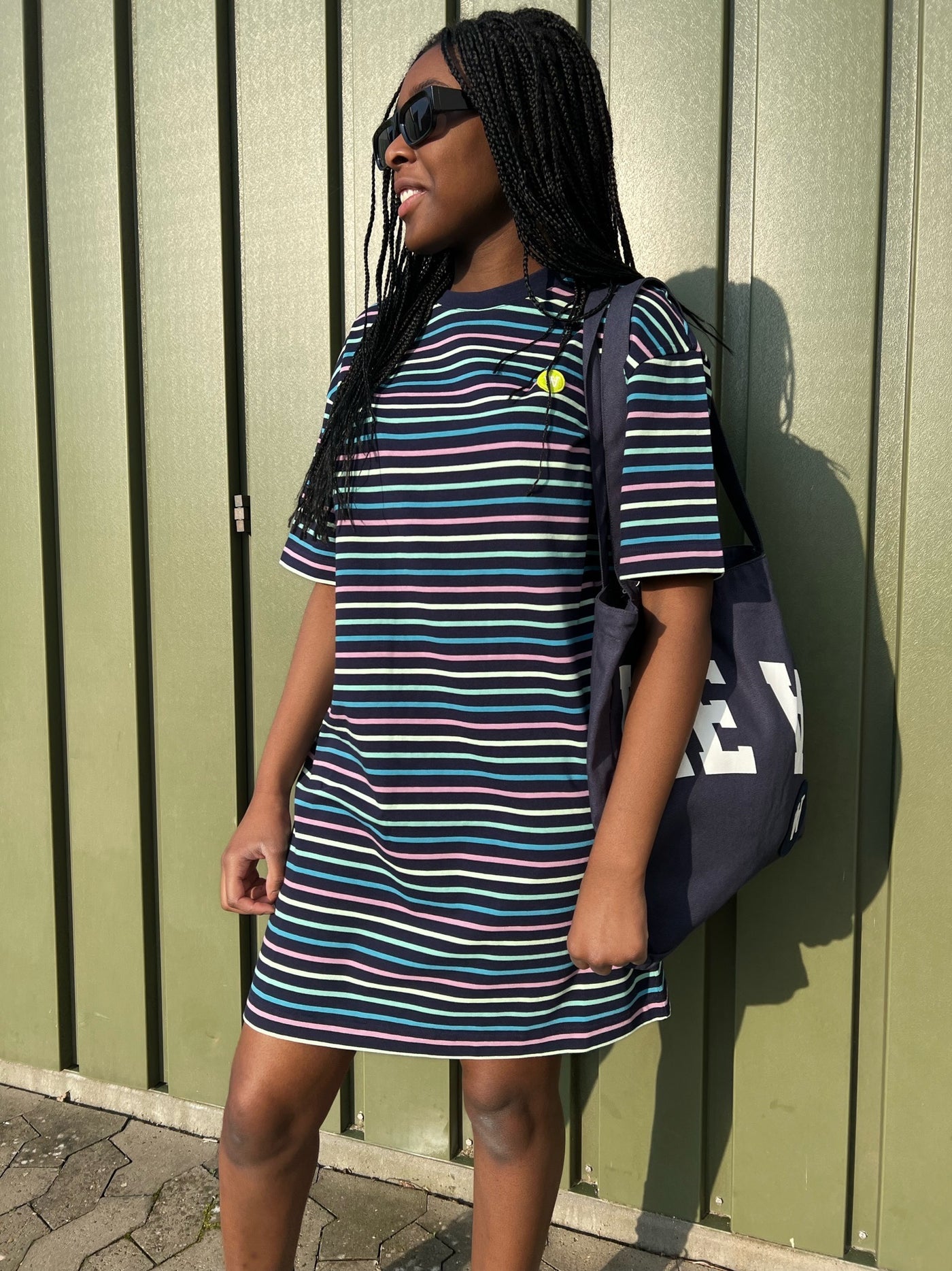 Ulla Stribe Dress - Navy Stripes - Wood Wood