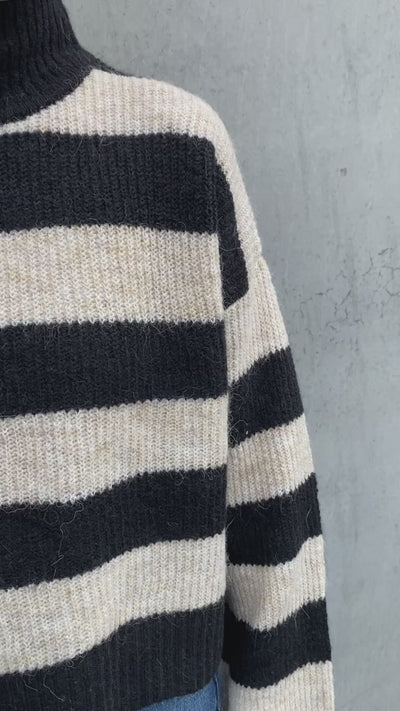 Objminna L/S Knit Pullover 112 - Sandshell Black - Object