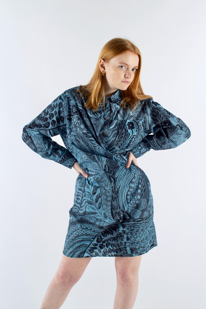 Alba printed wrap dress - Light Blue - Wood Wood