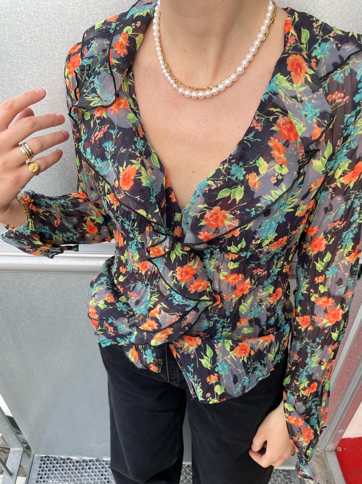 Hannah Chiffon Blouse - Black AOP - Wood Wood