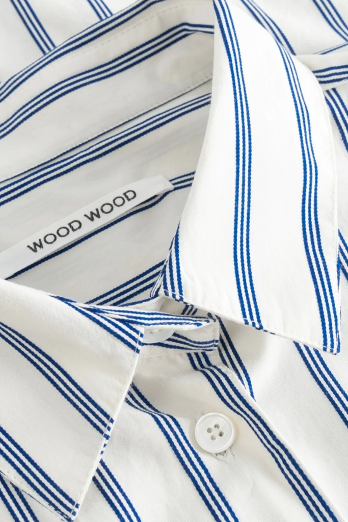 Charlene Popline Stripe Shirt - Royal Blue Stripes - Wood Wood