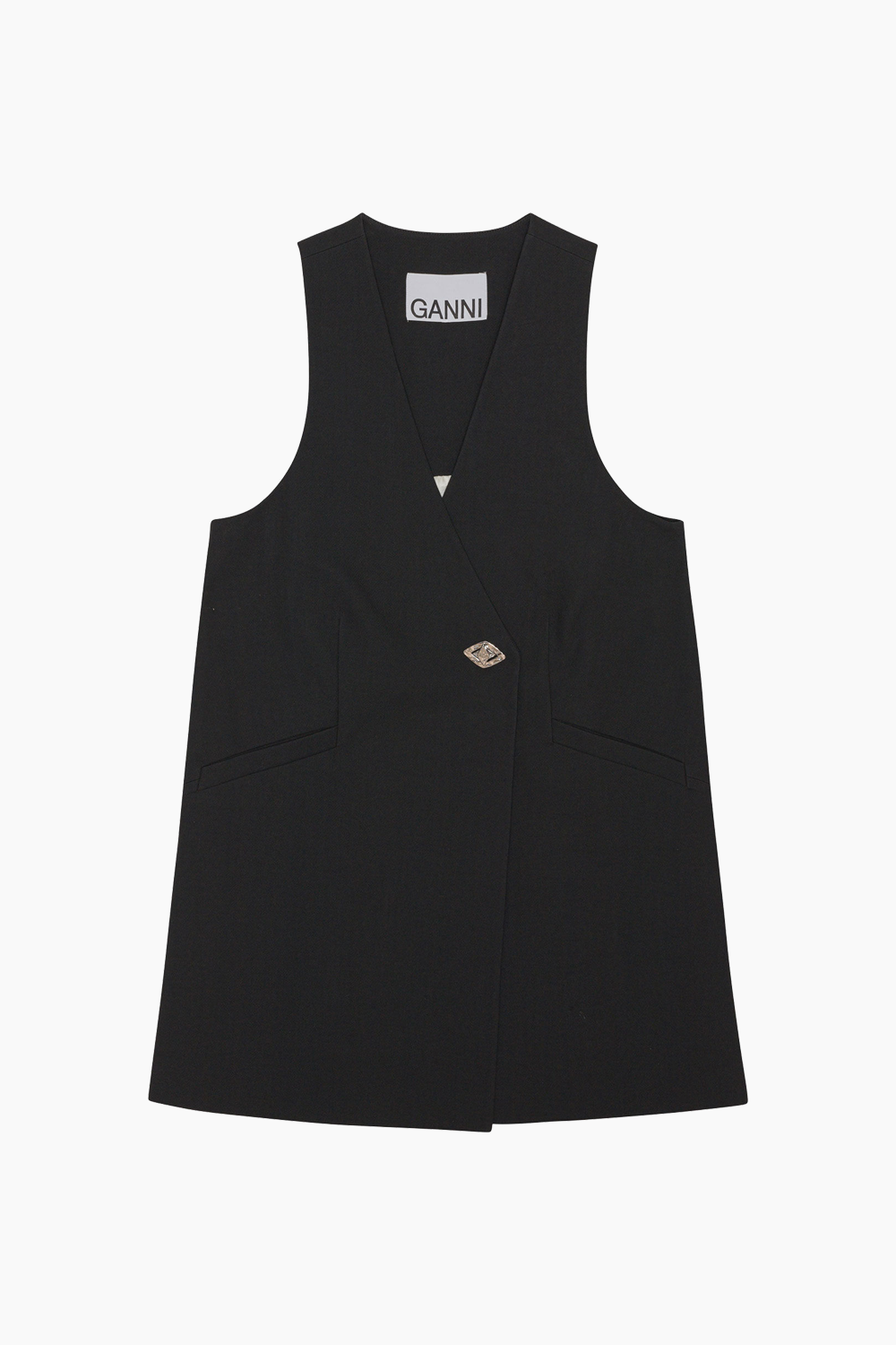 Cotton Suiting Vest F7731 - Black - GANNI