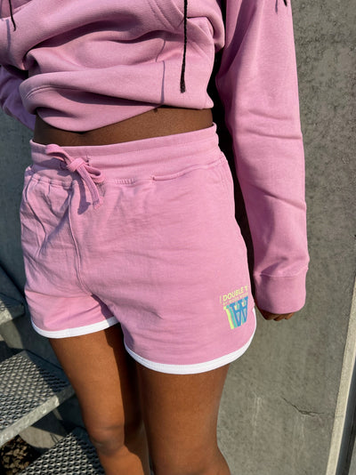 Tia Stacked Logo Retro Shorts - Rosy Lavender - Wood Wood