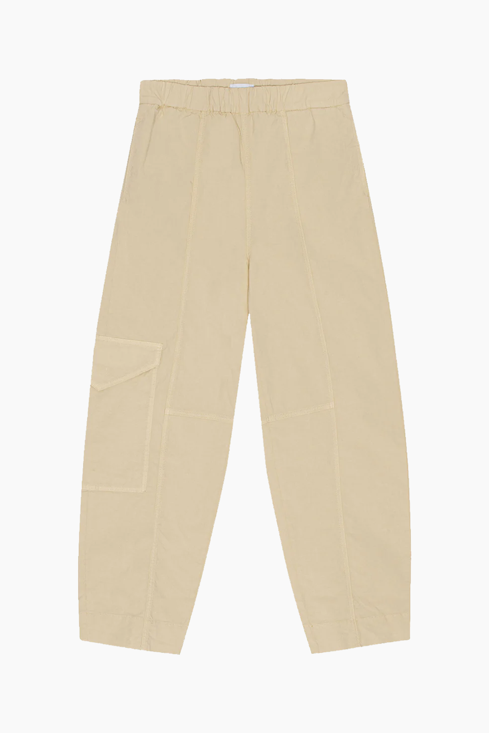 Washed Cotton Canvas Elasticated Curve Pants F8073 - Pale Khaki - GANNI
