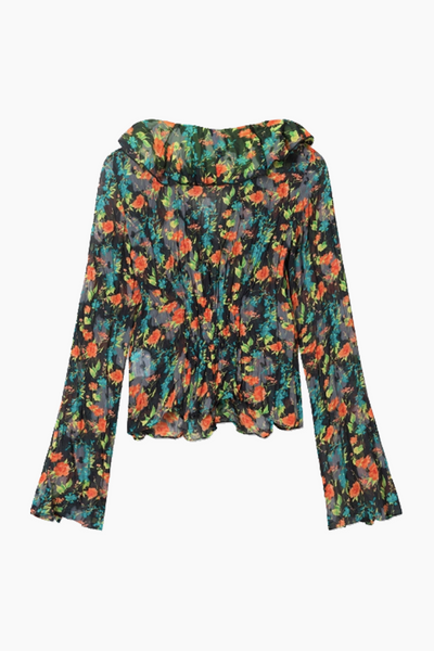 Hannah Chiffon Blouse - Black AOP - Wood Wood