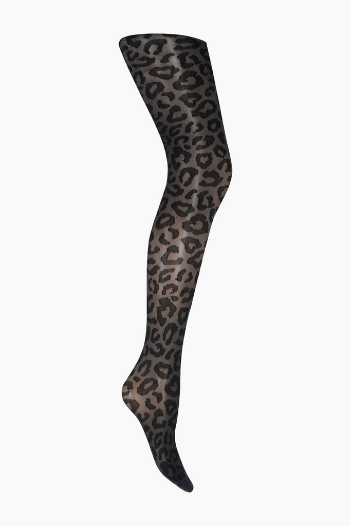 Leopard Pantyhose - Antracite - Sneaky Fox
