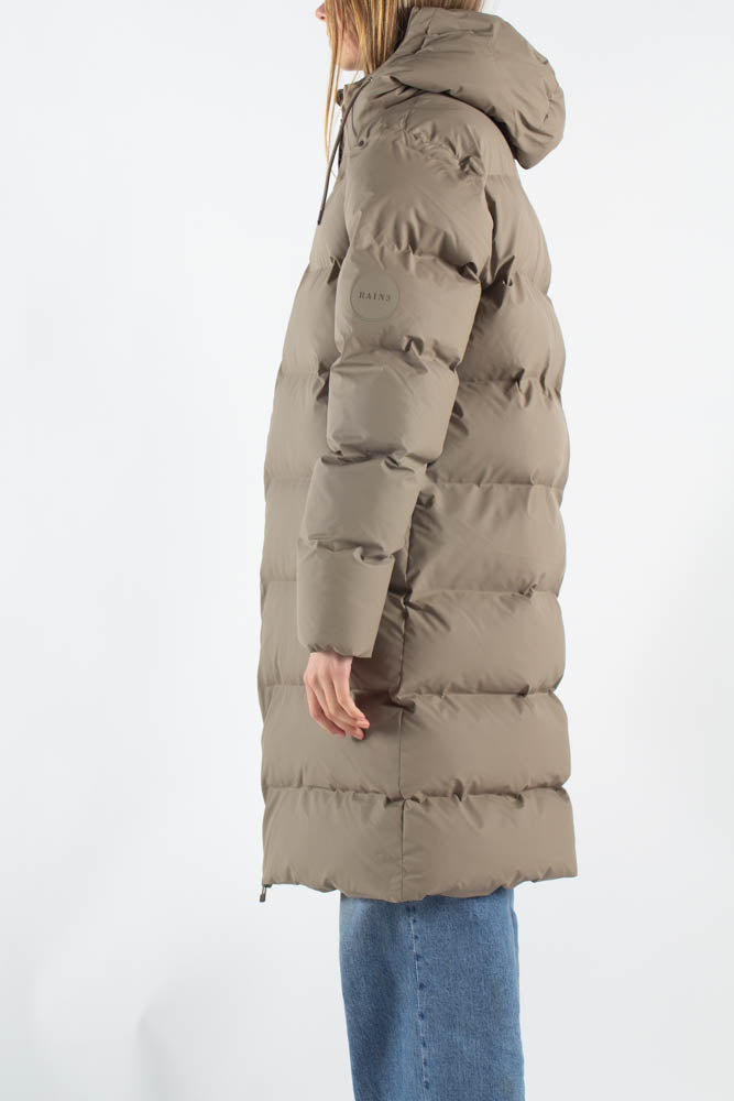 nyt år nabo Skaldet Long Puffer Jacket - Taupe - Rains - Modetøj til kvinder - QNTS – QNTS.dk