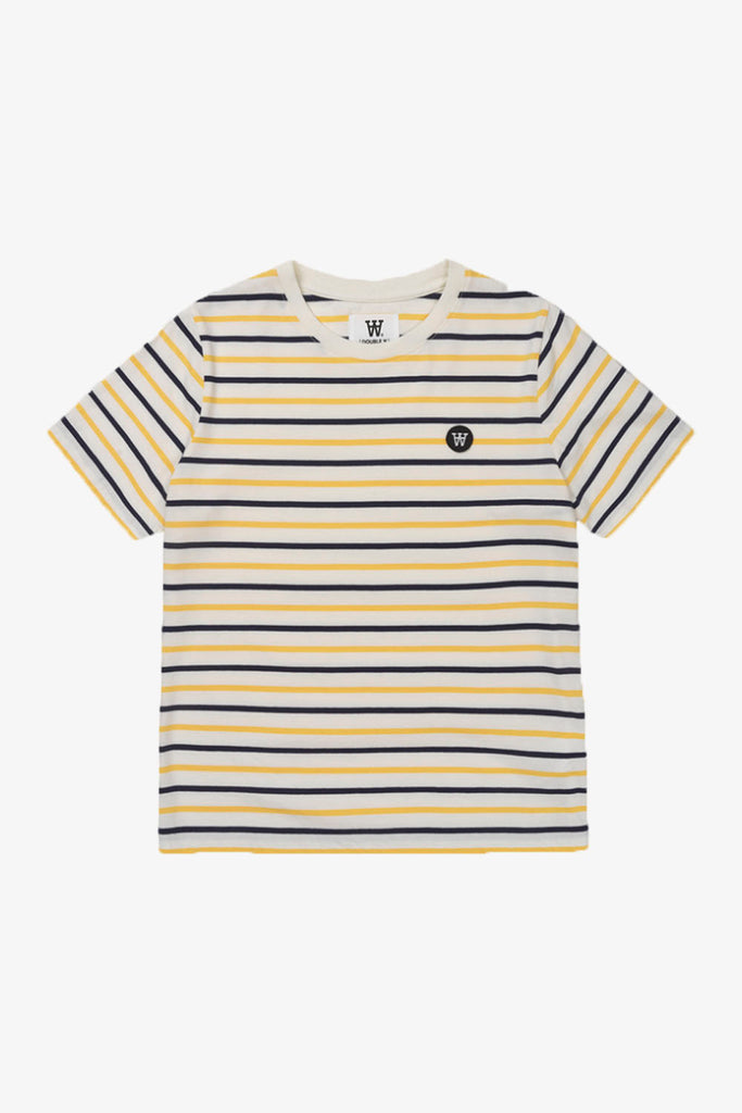 Mia Stripe T-shirt - Off-white/yellow stripes - Wood Wood