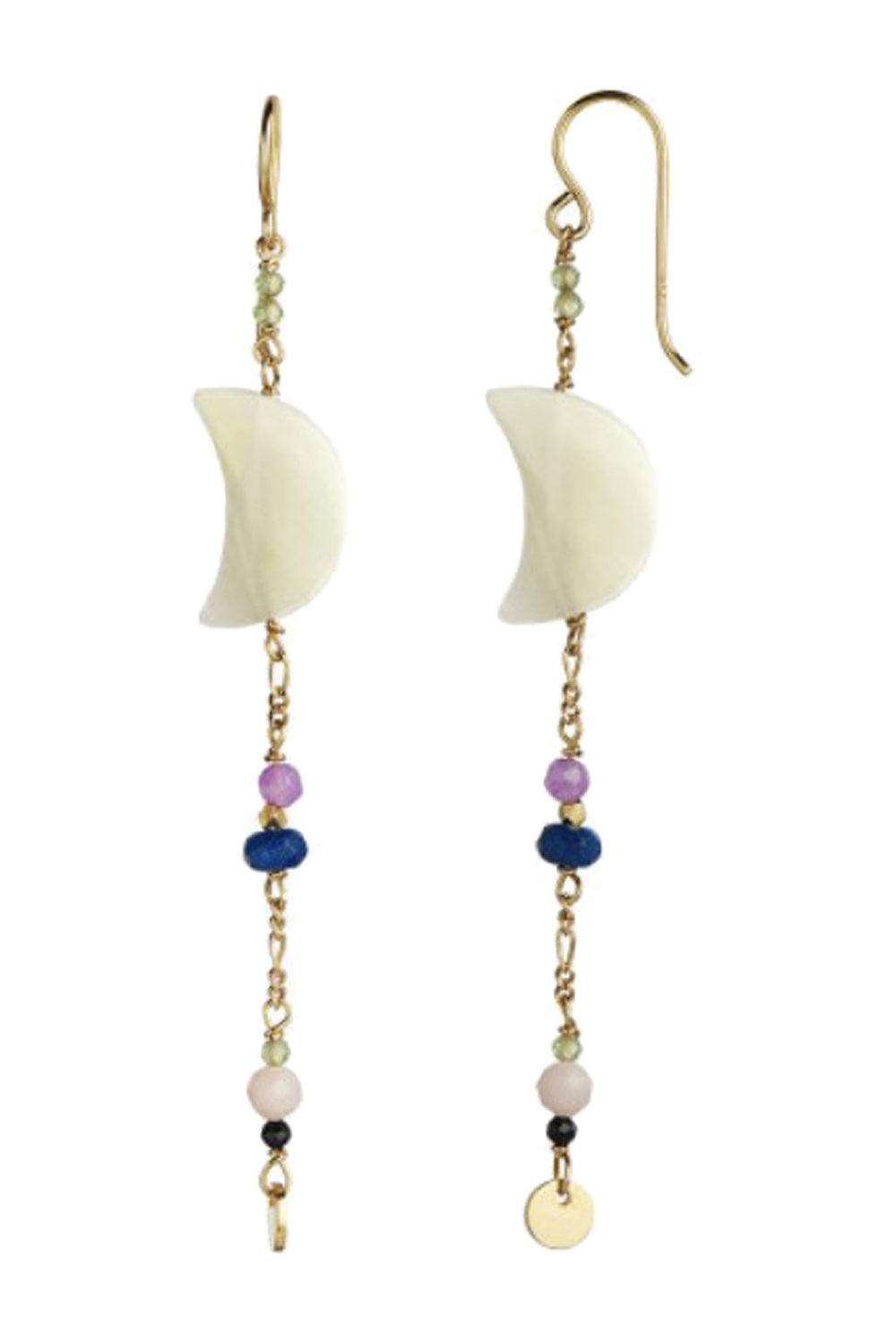 Midnight Moon Pearl Earring - Gold With Gemstone - Stine A