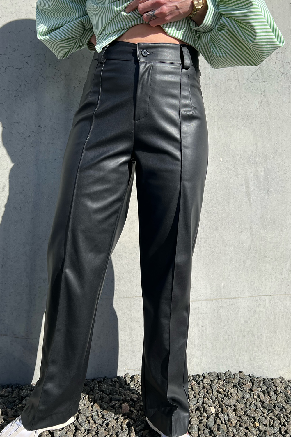 NoraIR Faux Leather Pants - Black - irréel