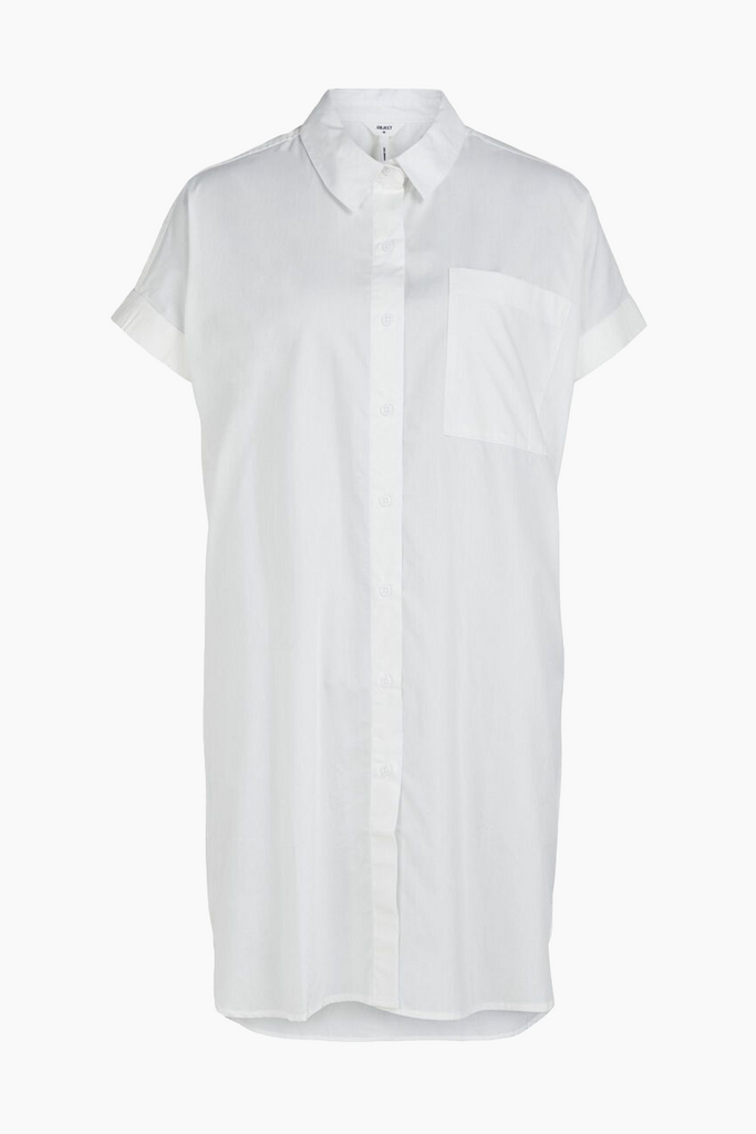 Objdora S/S Short Shirt Dress - Cloud Dancer - Object