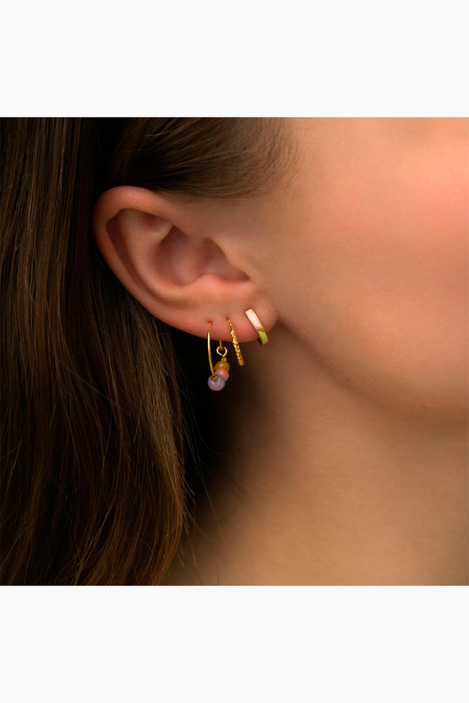 Petit Circus Huggie Earring Yellow & Pink Enamel - Gold - Stine A
