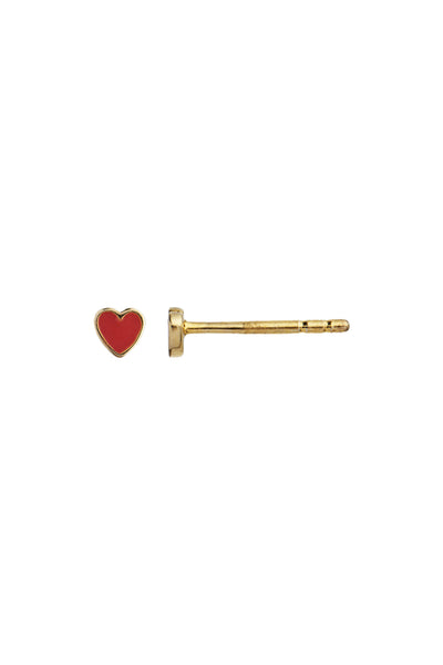 Petit Love Heart - Red Coral Enamel - Gold - Stine A