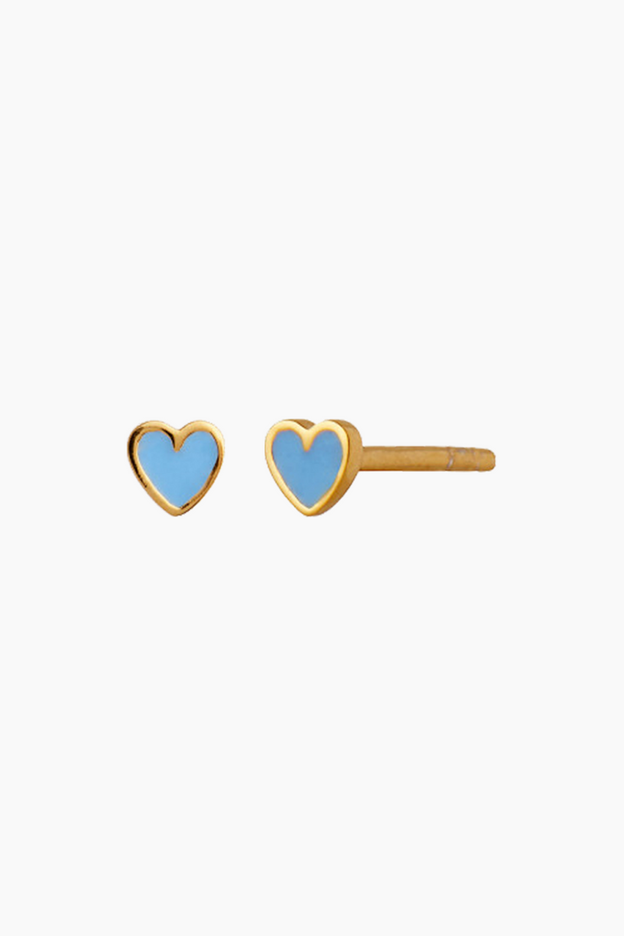 Petit Love Heart Light Blue Enamel - Gold - Stine A