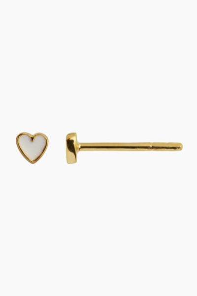 Petit Love Heart White Enamel - Gold - Stine A