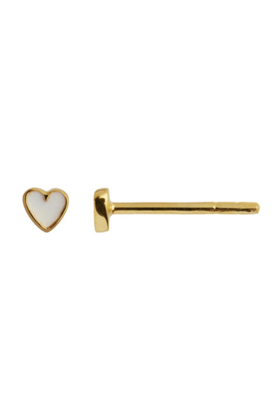 Petit Love Heart White Enamel - Gold - Stine A