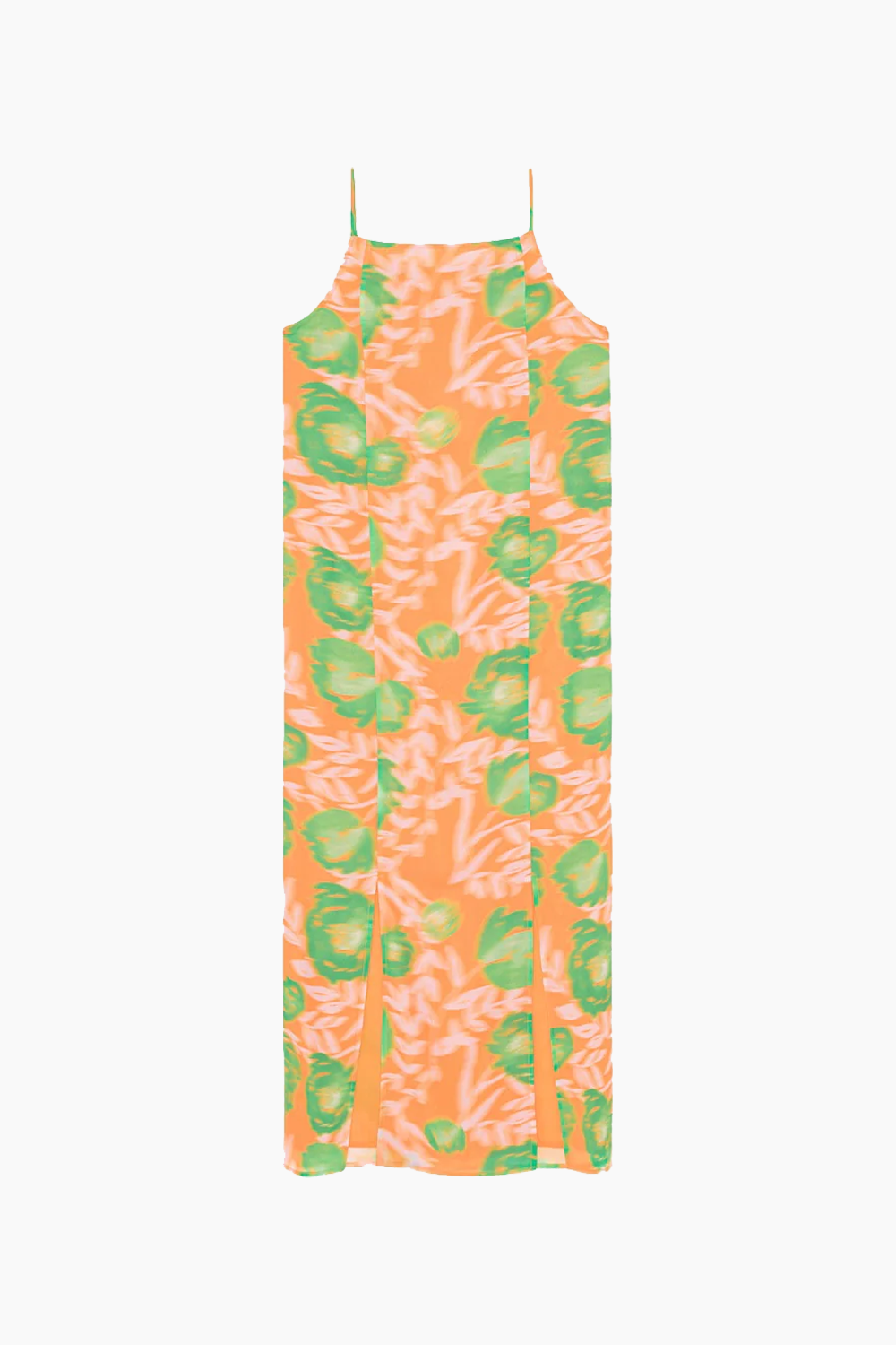 Printed Light Crepe Slip Dress F7687 - Vibrant Orange - GANNI