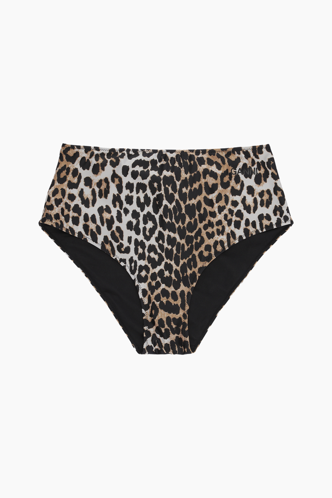 Recycled Core Printed Highrise Bikini Briefs - Leopard - GANNI