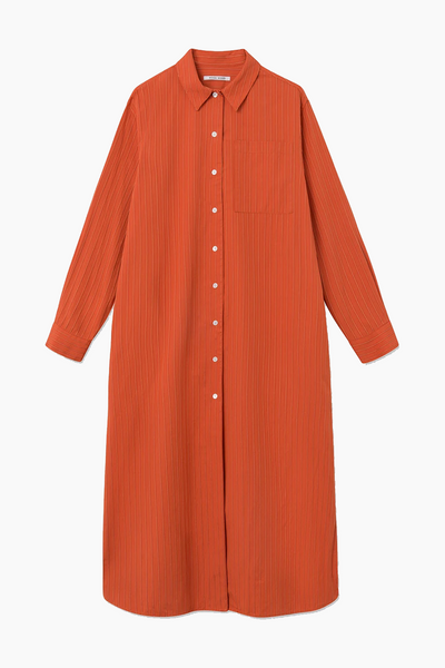 Saga Popline Stripe Dress - Red Stripes - Wood Wood