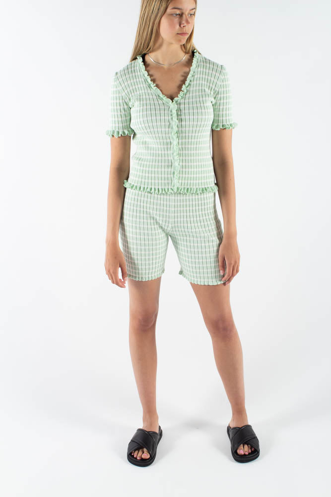 Sira Shorts - Pale Mint/Off White - A-View