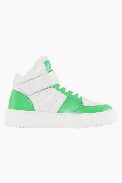 Sporty Mix Cupsole High Top Velcro Sneakers - Kelly Green - GANNI